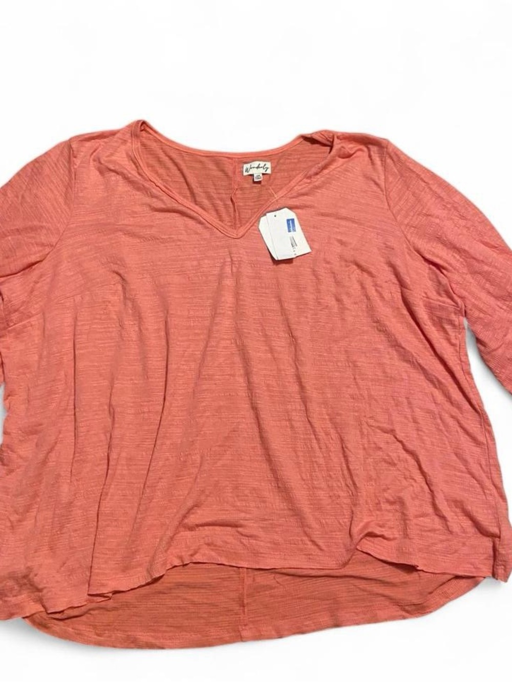 Wonderly Coral V-Neck Long Sleeve Tee